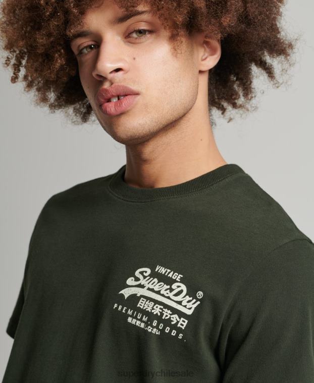 hombres Superdry verde playera con logo vintage 2R68Z4795
