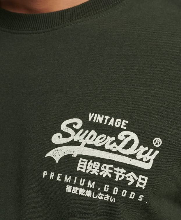 hombres Superdry verde playera con logo vintage 2R68Z4795