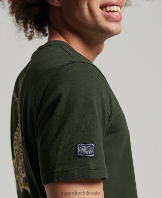 hombres Superdry verde playera con logo vintage 2R68Z4795