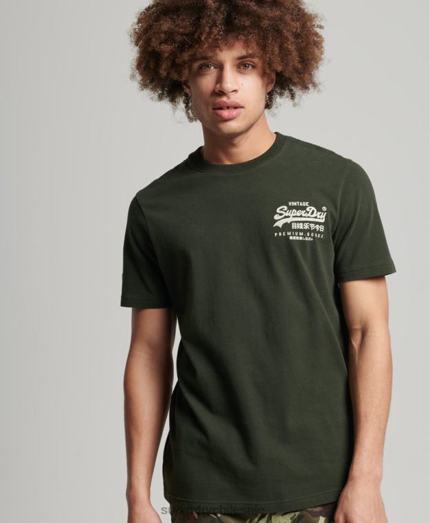 hombres Superdry verde playera con logo vintage 2R68Z4795