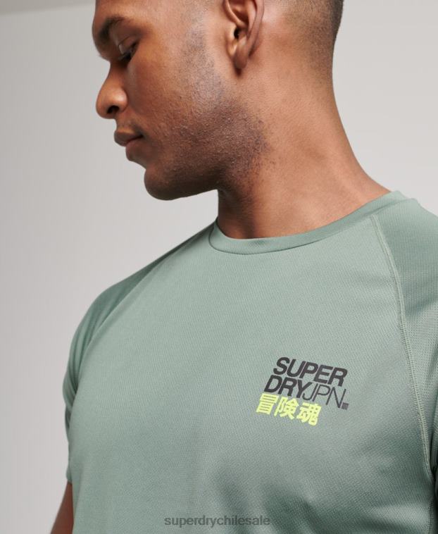 hombres Superdry verde playera de manga corta con gráfico de tren activo 2R68Z1417