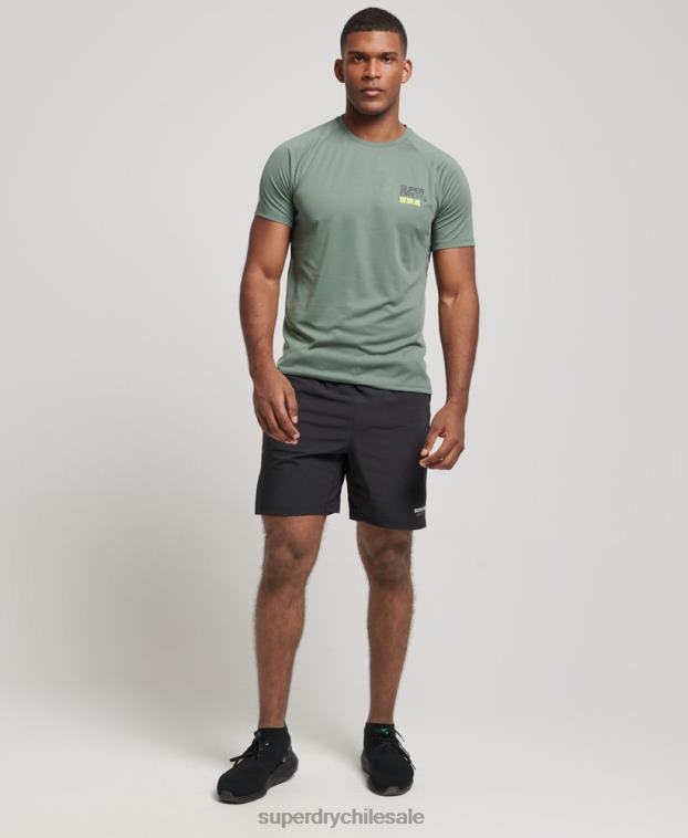 hombres Superdry verde playera de manga corta con gráfico de tren activo 2R68Z1417