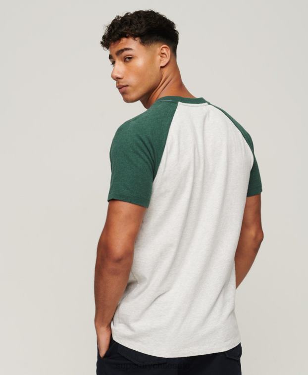 hombres Superdry verde playera raglán vintage con logo de tienda 2R68Z51