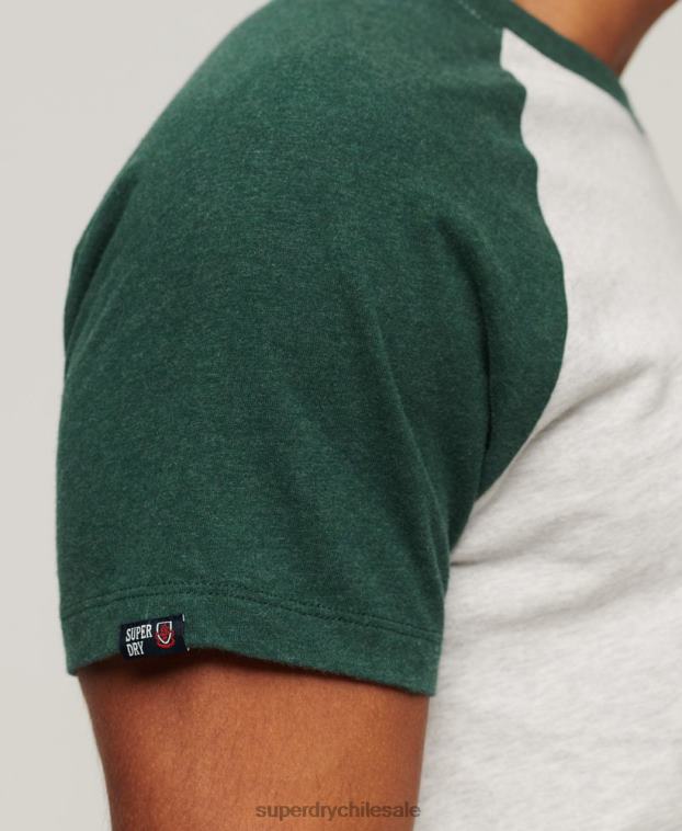 hombres Superdry verde playera raglán vintage con logo de tienda 2R68Z51