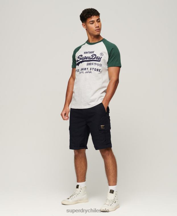 hombres Superdry verde playera raglán vintage con logo de tienda 2R68Z51