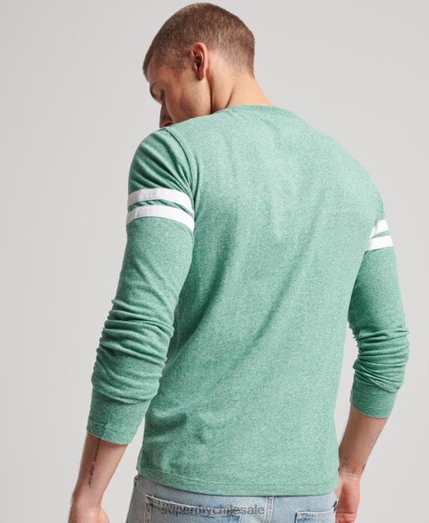 hombres Superdry verde top de algodón orgánico con logo vintage 2R68Z1456
