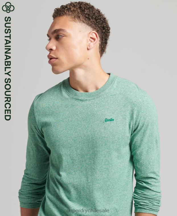 hombres Superdry verde top de algodón orgánico con logo vintage bordado 2R68Z1542