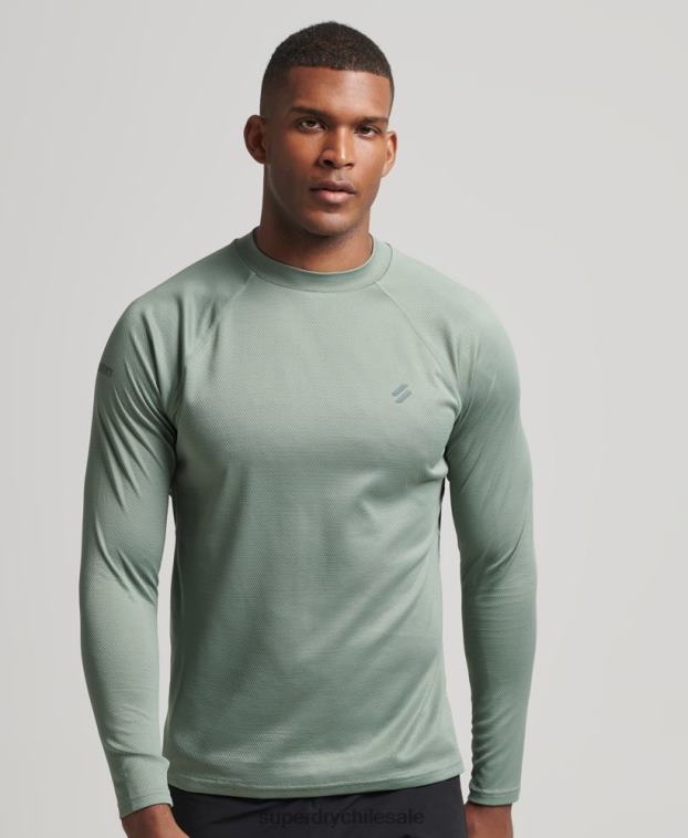 hombres Superdry verde top de tren con cuello alzado 2R68Z5404