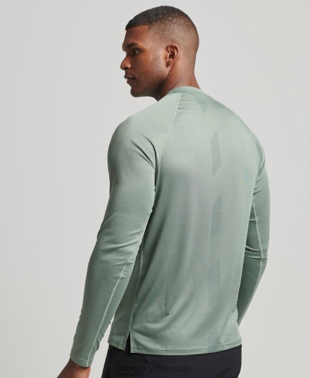 hombres Superdry verde top de tren con cuello alzado 2R68Z5404