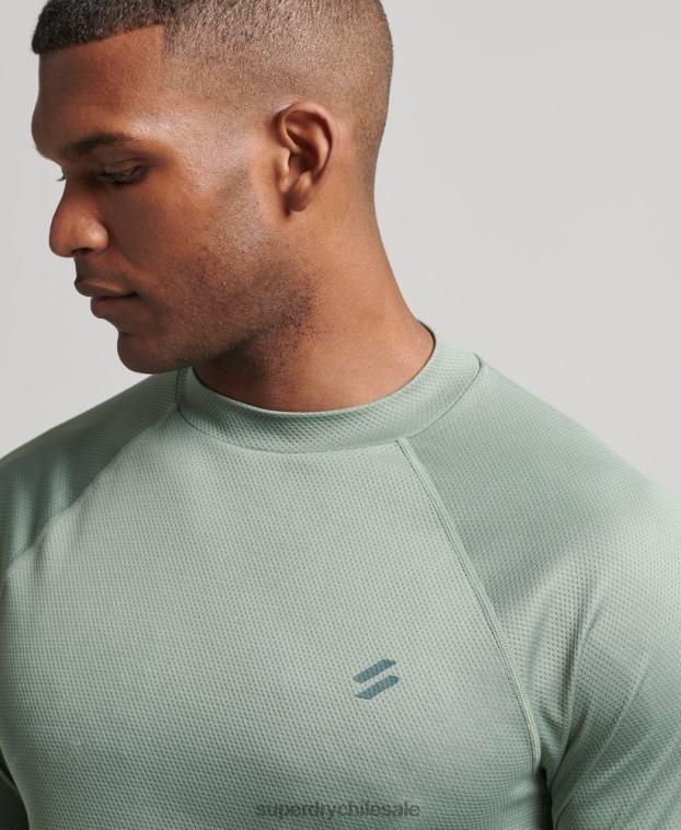 hombres Superdry verde top de tren con cuello alzado 2R68Z5404