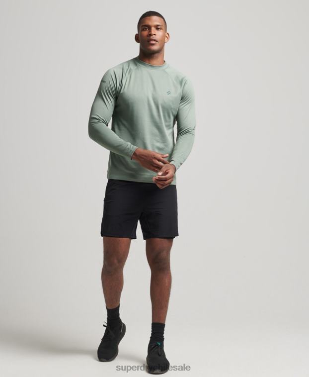 hombres Superdry verde top de tren con cuello alzado 2R68Z5404