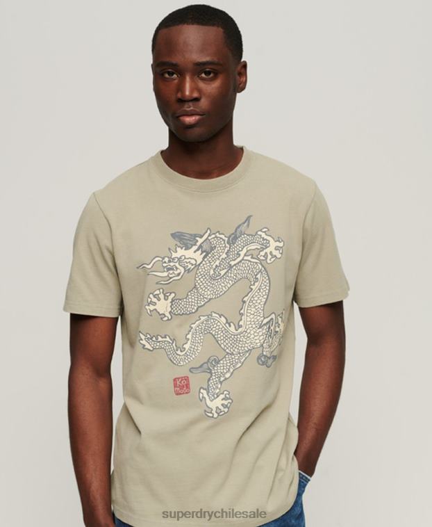 hombres Superdry x Komodo caqui camiseta de la vendimia 2R68Z66