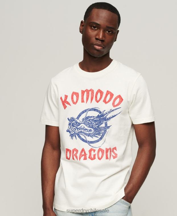 hombres Superdry x Komodo crema camiseta clásica dragón 2R68Z43