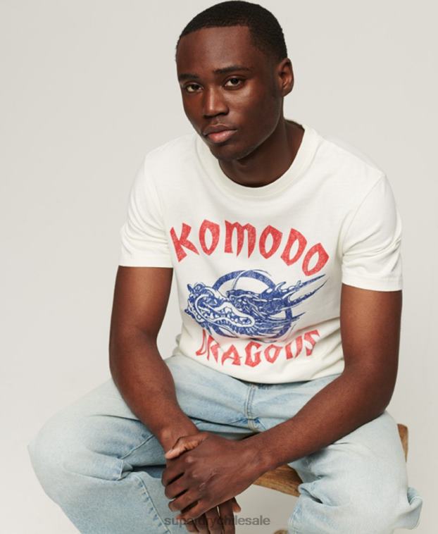 hombres Superdry x Komodo crema camiseta clásica dragón 2R68Z43