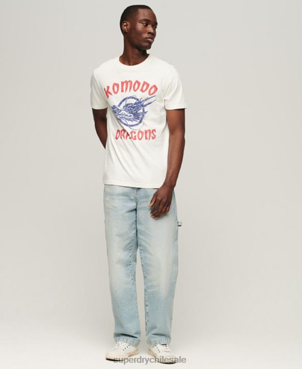 hombres Superdry x Komodo crema camiseta clásica dragón 2R68Z43