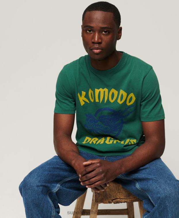 hombres Superdry x Komodo verde camiseta clásica dragón 2R68Z30