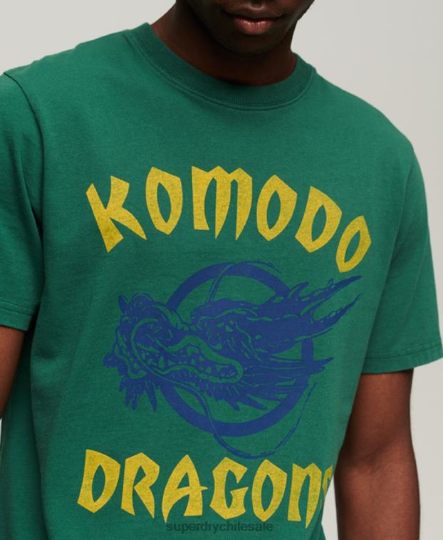 hombres Superdry x Komodo verde camiseta clásica dragón 2R68Z30