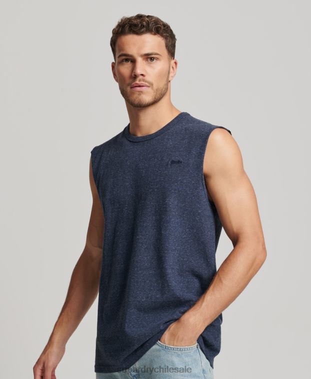 hombres Superdry Armada camiseta sin mangas de algodón orgánico con logo vintage bordado 2R68Z1445