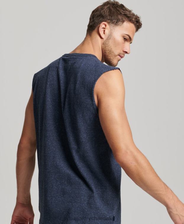 hombres Superdry Armada camiseta sin mangas de algodón orgánico con logo vintage bordado 2R68Z1445