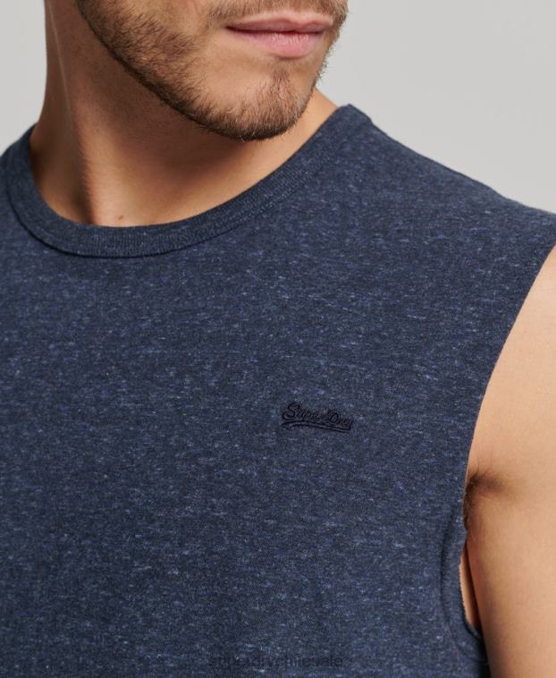 hombres Superdry Armada camiseta sin mangas de algodón orgánico con logo vintage bordado 2R68Z1445
