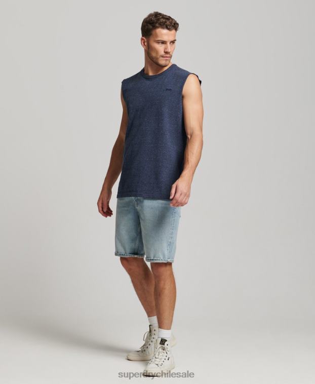 hombres Superdry Armada camiseta sin mangas de algodón orgánico con logo vintage bordado 2R68Z1445