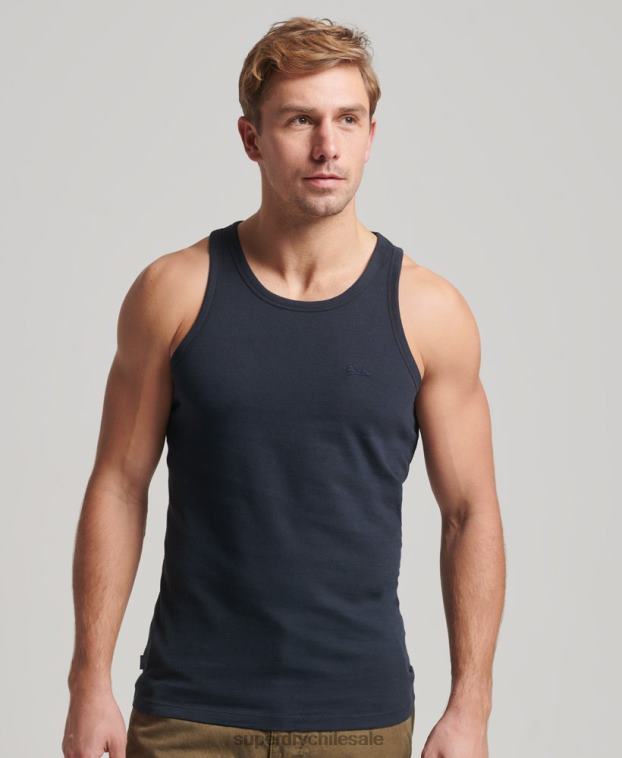 hombres Superdry Armada top sin mangas de algodón orgánico con logo vintage 2R68Z1487