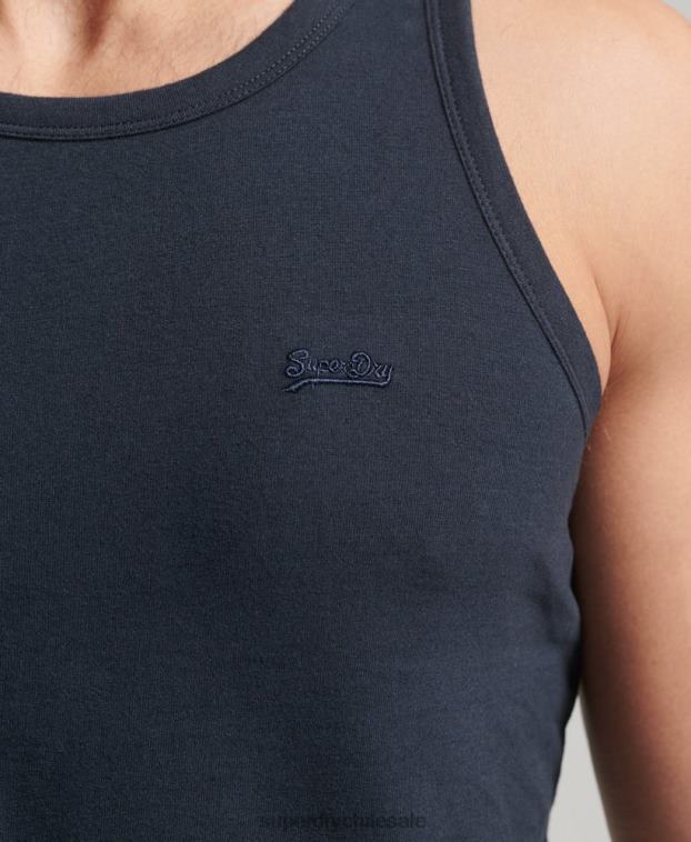 hombres Superdry Armada top sin mangas de algodón orgánico con logo vintage 2R68Z1487