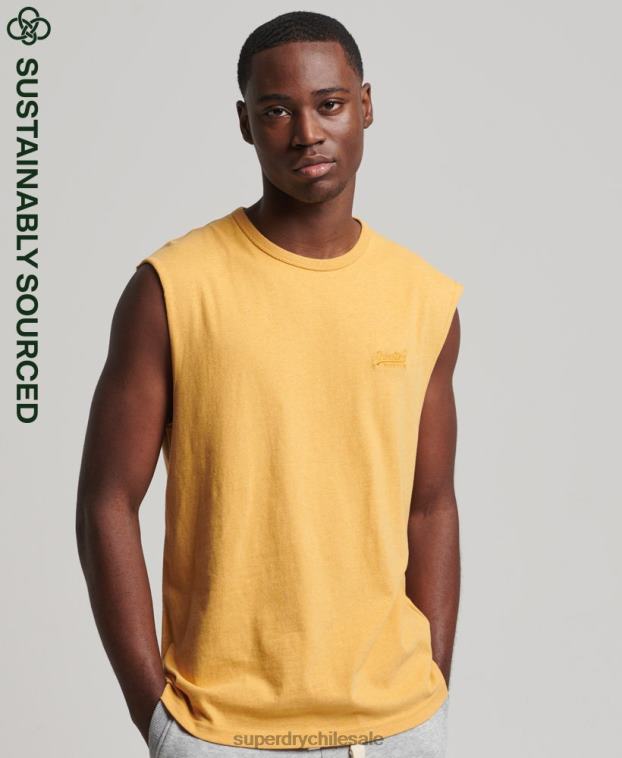 hombres Superdry amarillo camiseta sin mangas clásica de algodón orgánico 2R68Z1529