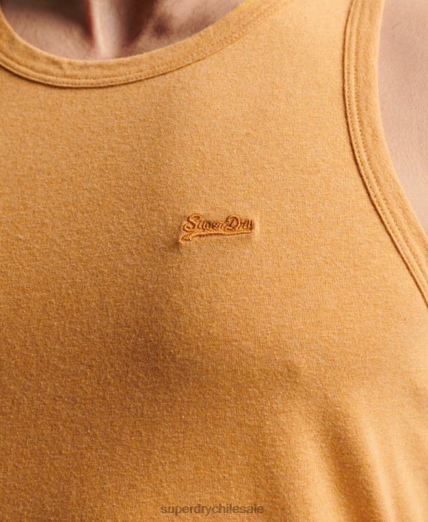 hombres Superdry amarillo top sin mangas de algodón orgánico con logo vintage 2R68Z1517