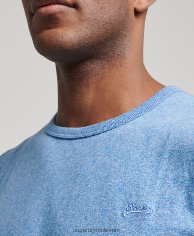 hombres Superdry azul camiseta sin mangas de algodón orgánico con logo vintage bordado 2R68Z1451