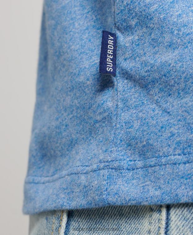 hombres Superdry azul camiseta sin mangas de algodón orgánico con logo vintage bordado 2R68Z1451