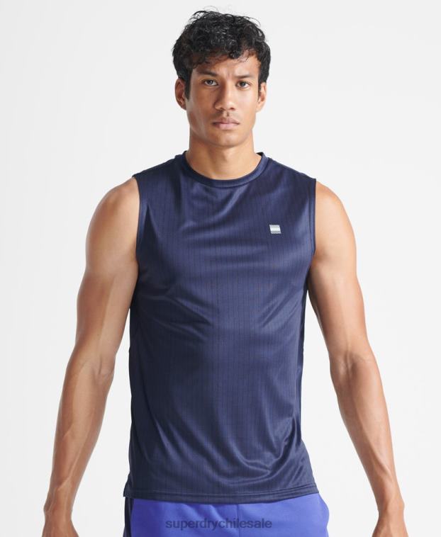hombres Superdry azul oscuro entrenar chaleco activo 2R68Z5398