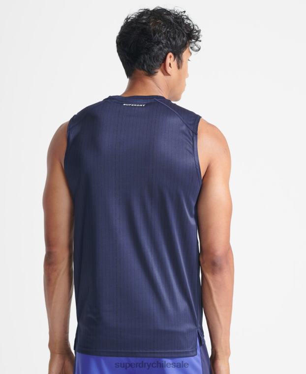hombres Superdry azul oscuro entrenar chaleco activo 2R68Z5398