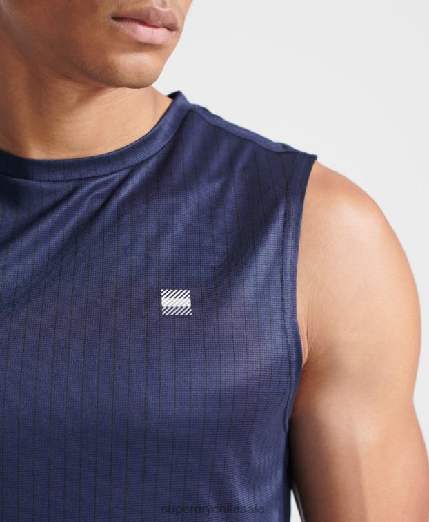 hombres Superdry azul oscuro entrenar chaleco activo 2R68Z5398