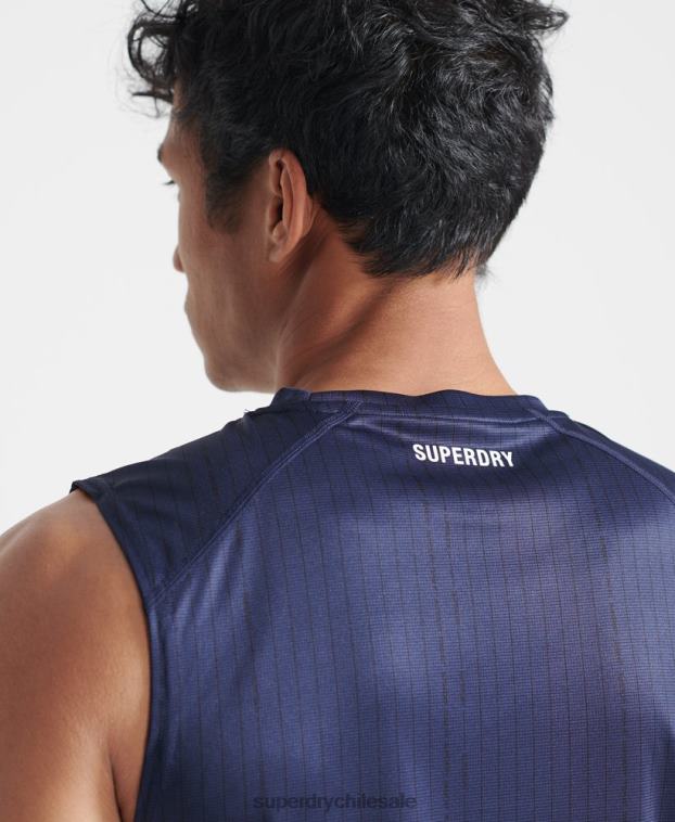 hombres Superdry azul oscuro entrenar chaleco activo 2R68Z5398
