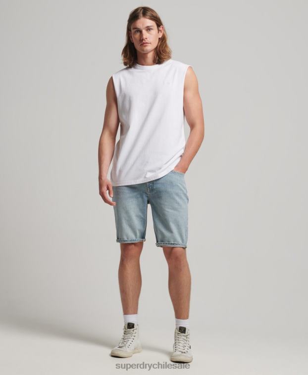 hombres Superdry blanco camiseta sin mangas de algodón orgánico con logo vintage bordado 2R68Z1455