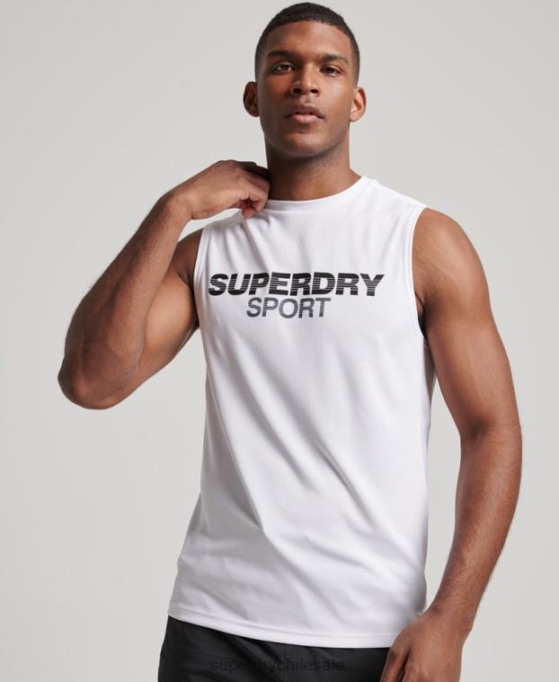 hombres Superdry blanco chaleco activo 2R68Z1418
