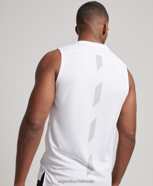 hombres Superdry blanco chaleco activo 2R68Z1418