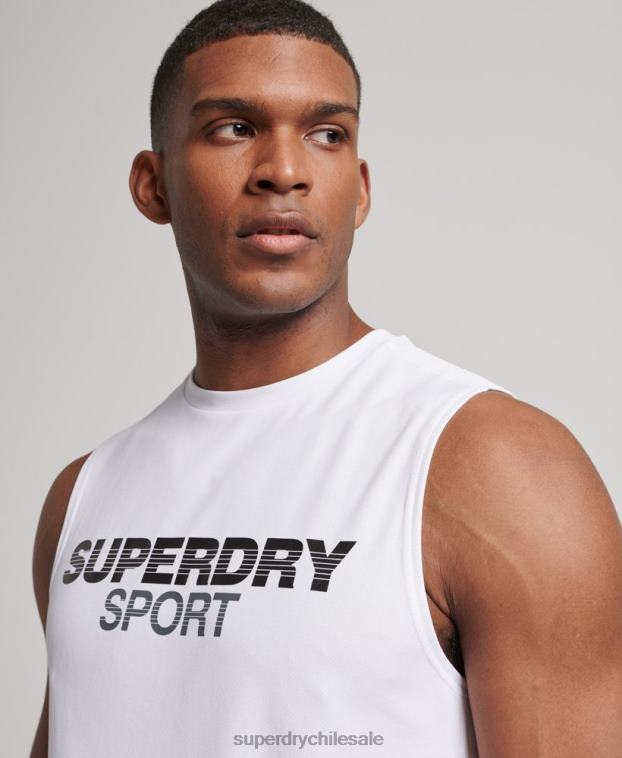 hombres Superdry blanco chaleco activo 2R68Z1418