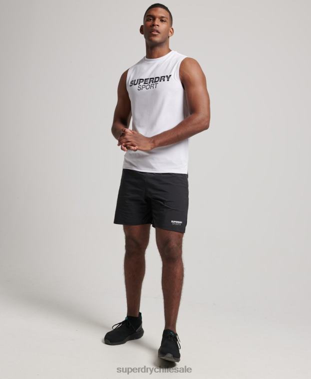 hombres Superdry blanco chaleco activo 2R68Z1418