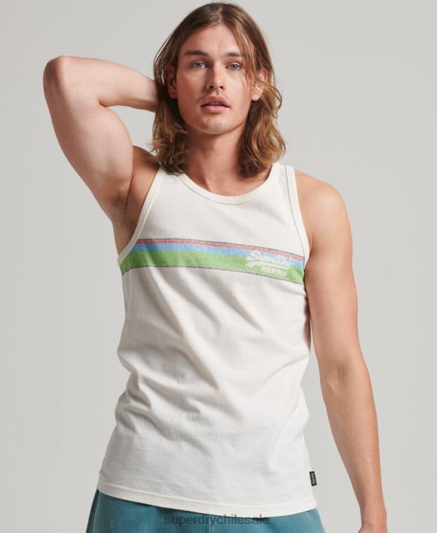 hombres Superdry blanco chaleco cali con logo vintage 2R68Z1491