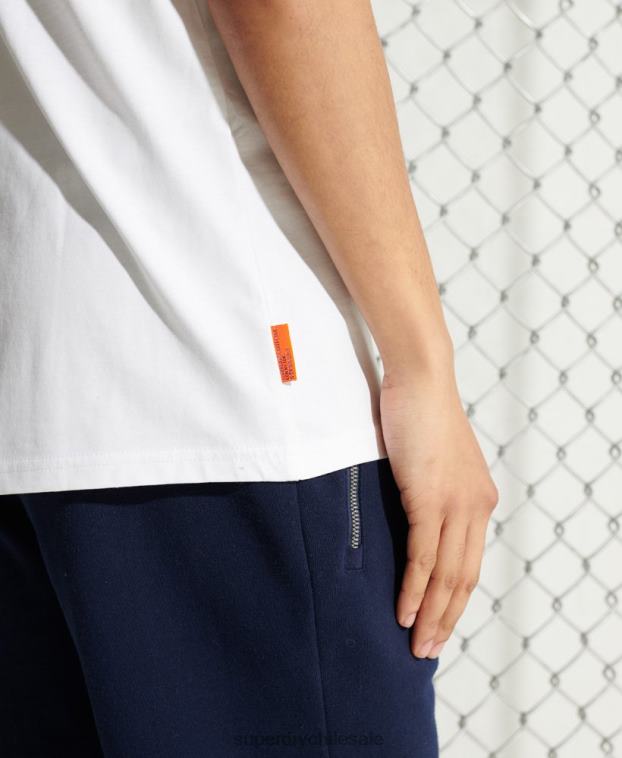 hombres Superdry blanco chaleco colectivo extragrande de algodón orgánico 2R68Z6497
