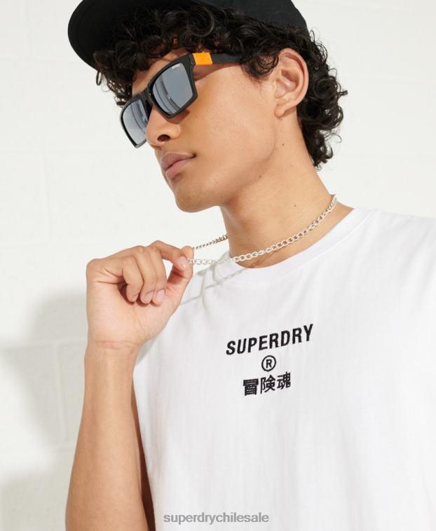 hombres Superdry blanco chaleco con logo corporativo 2R68Z1589