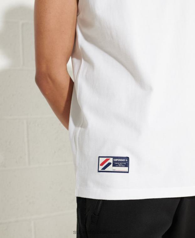 hombres Superdry blanco chaleco con logo corporativo 2R68Z1589