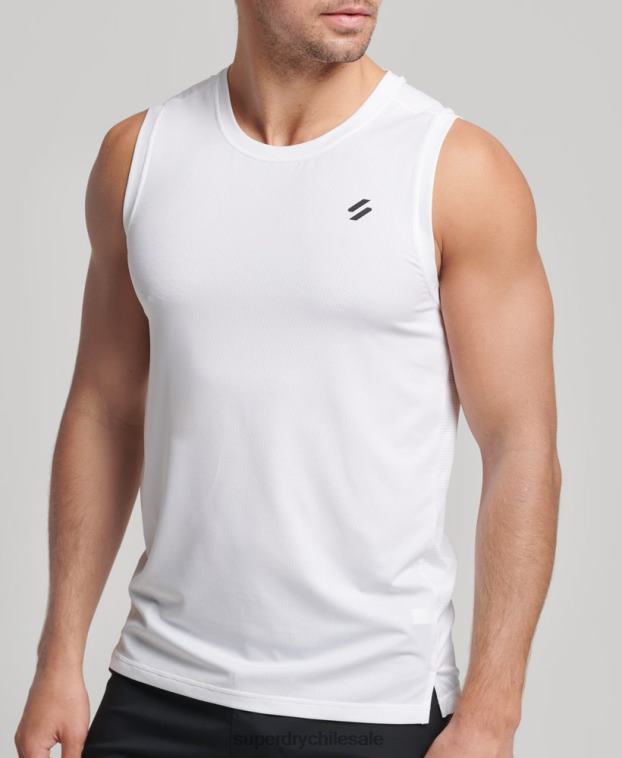 hombres Superdry blanco correr chaleco 2R68Z5397