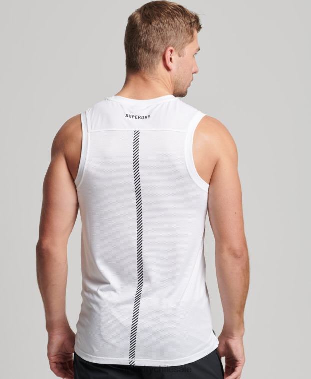 hombres Superdry blanco correr chaleco 2R68Z5397