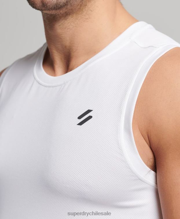 hombres Superdry blanco correr chaleco 2R68Z5397