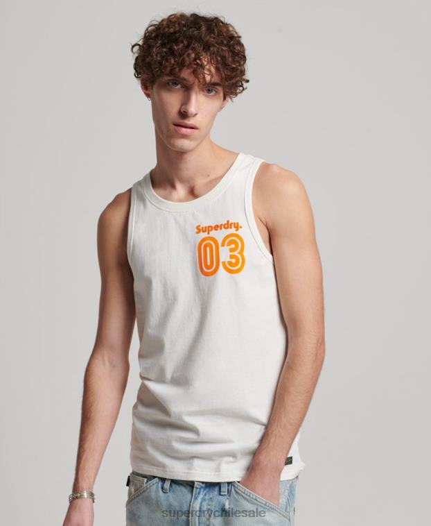 hombres Superdry blanco top de tirantes clásico terreno vintage 2R68Z1526