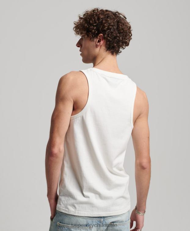 hombres Superdry blanco top de tirantes clásico terreno vintage 2R68Z1526