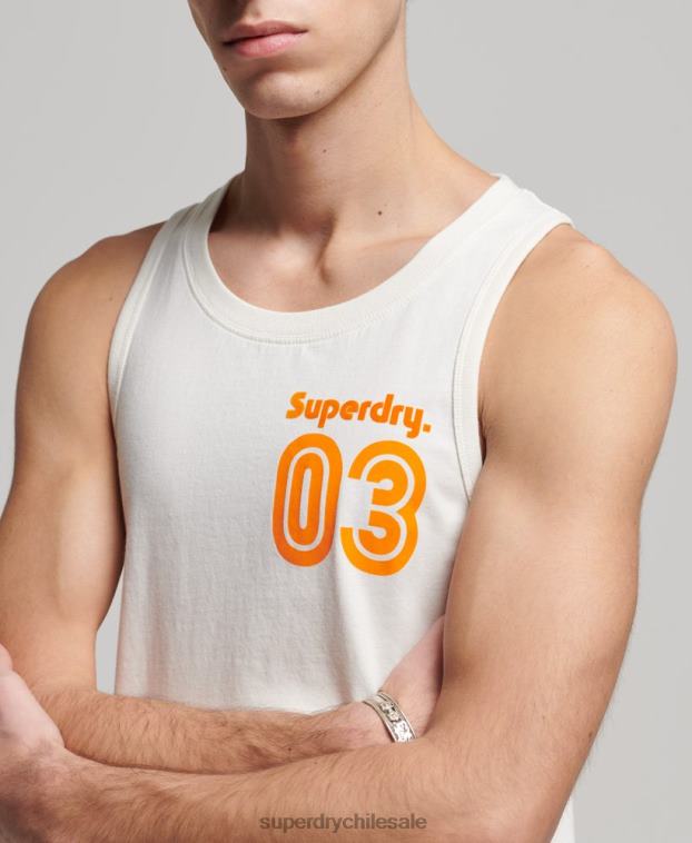 hombres Superdry blanco top de tirantes clásico terreno vintage 2R68Z1526